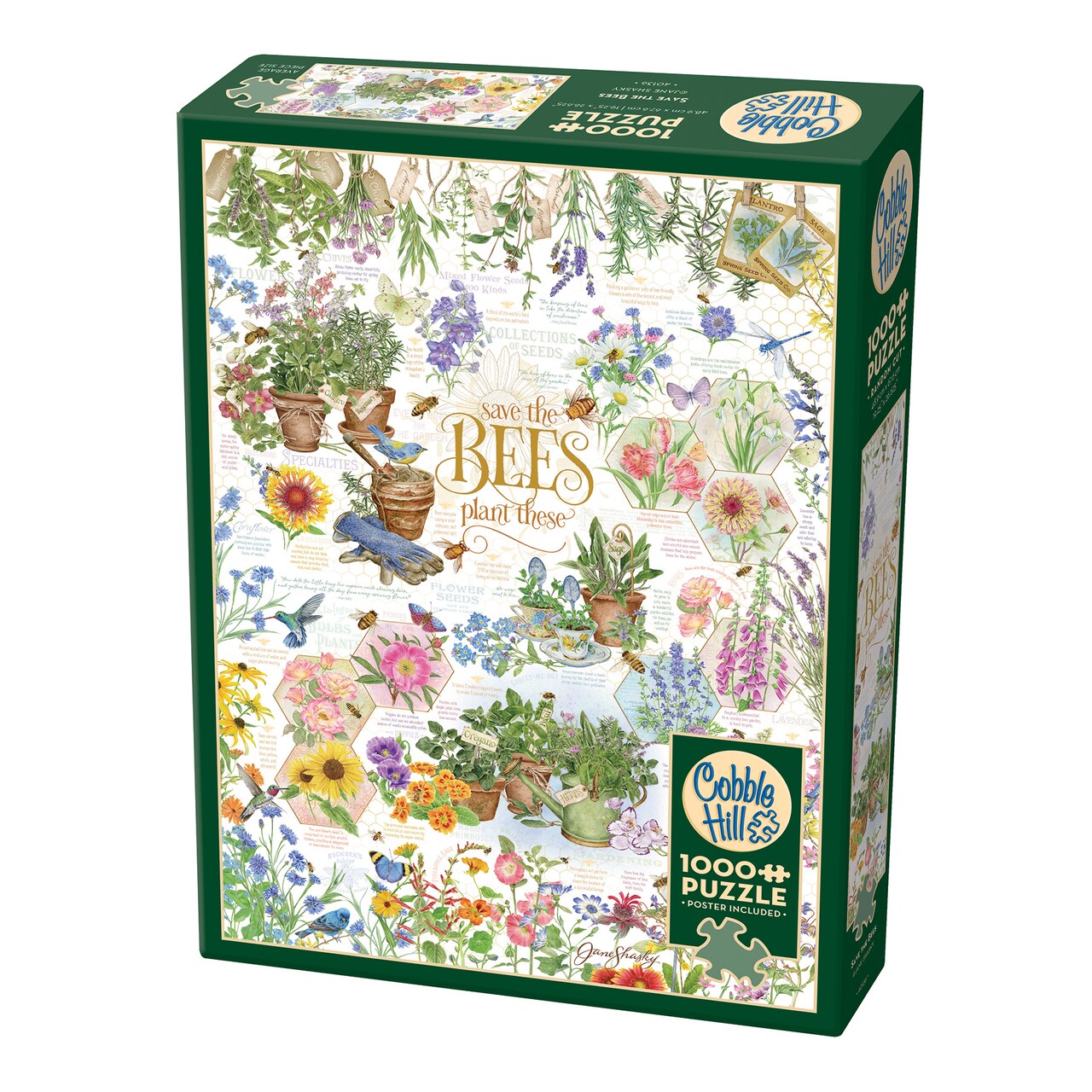 Cobble Hill 1000 Piece Puzzle: Save the Bees - Reference Poster Included, High Quality Jigsaw, Earth Friendly Materials